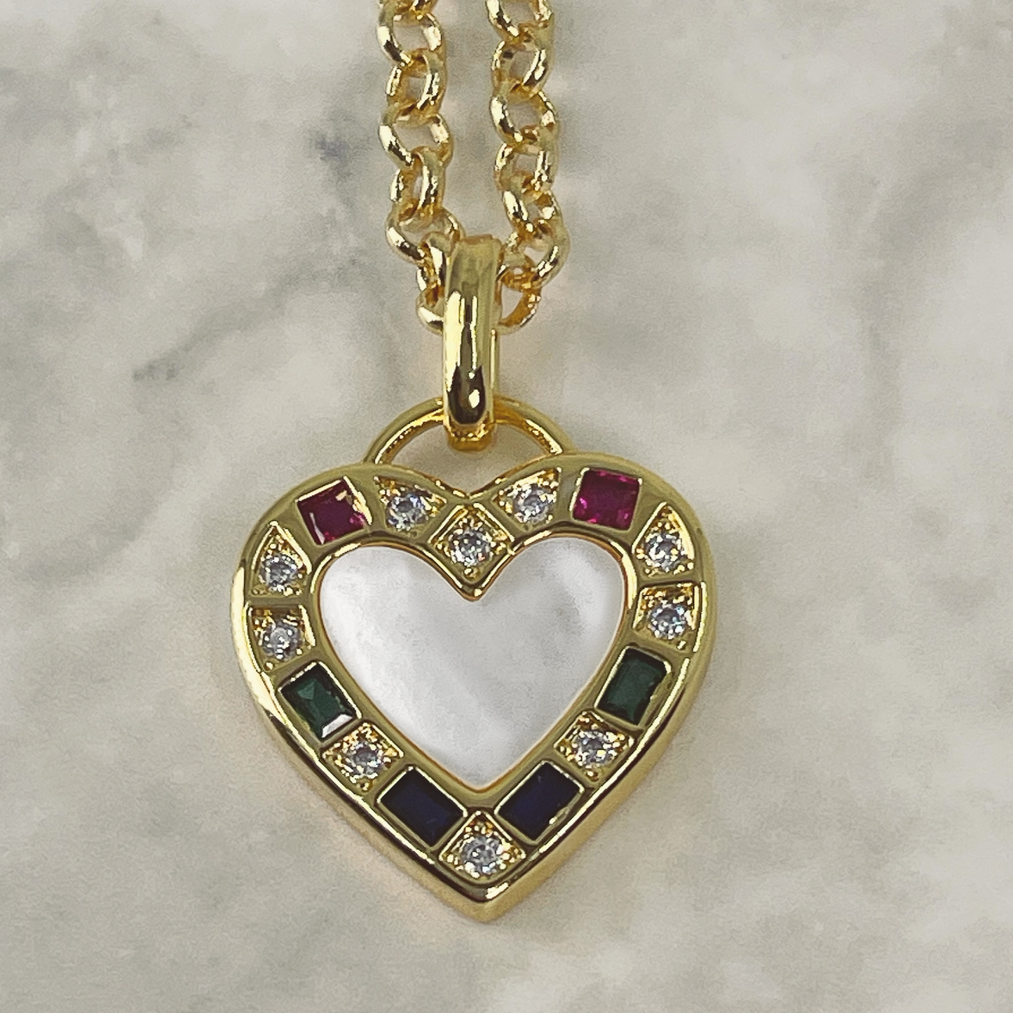 DULCY Multi-colour heart pearl & CZ pendant