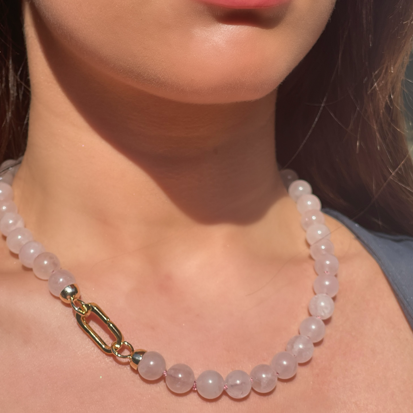 FAUN pale pink rose quartz necklace