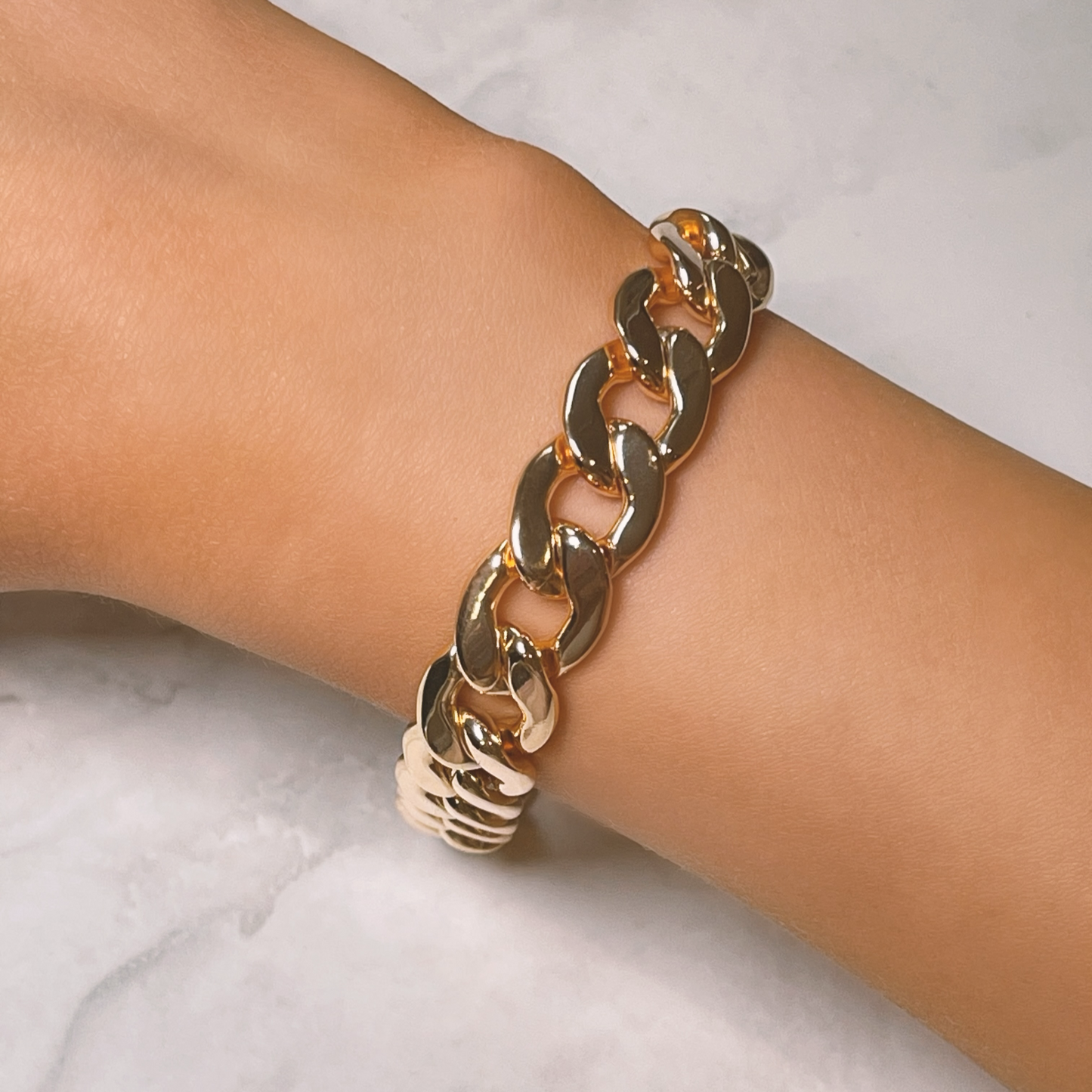 GENEVA flat curb link gold chunky bracelet