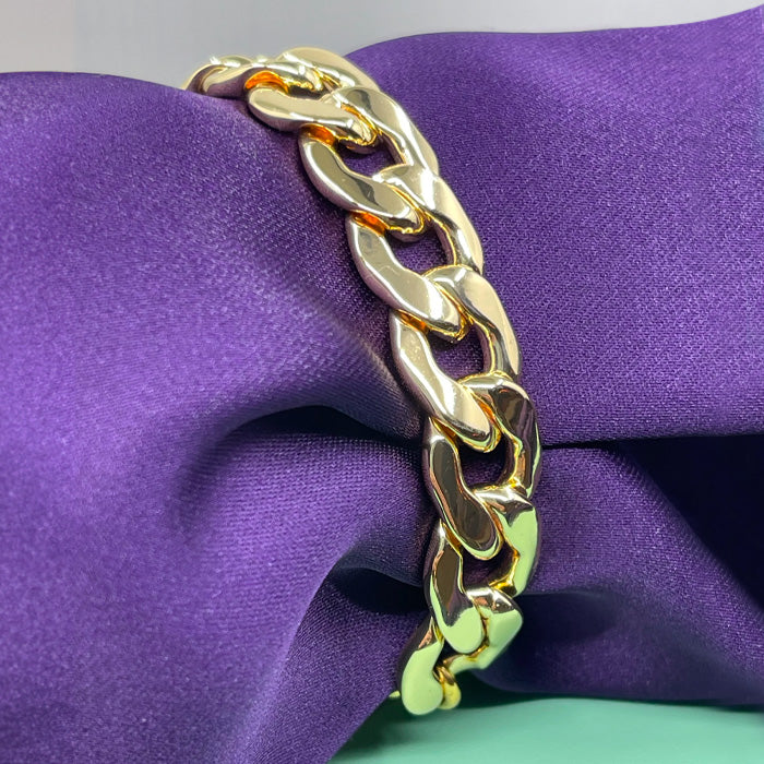 GENEVA Flat curb link chunky gold bracelet