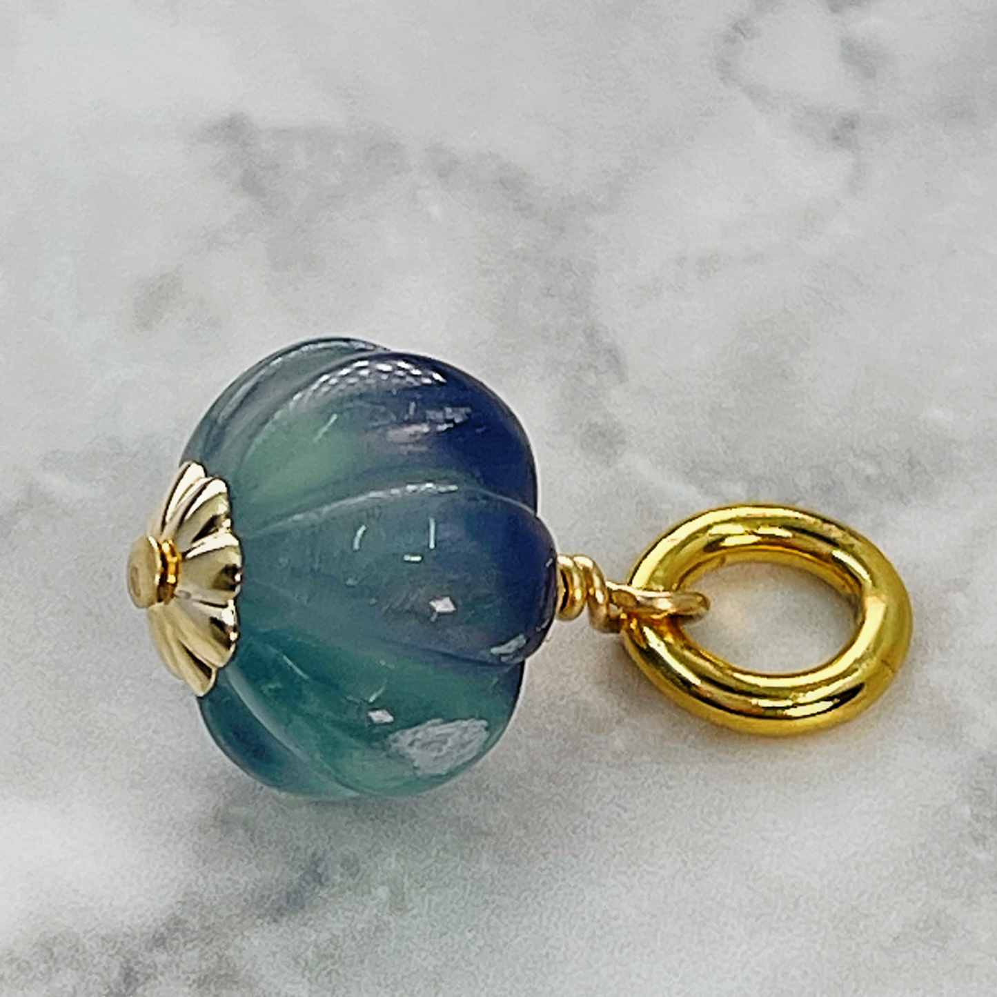 Green flourite carved gemstone charm