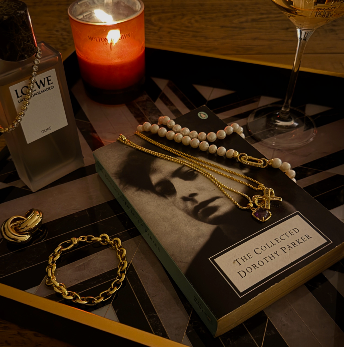 FASCINO goldenes Rolo-Kabelkettenarmband