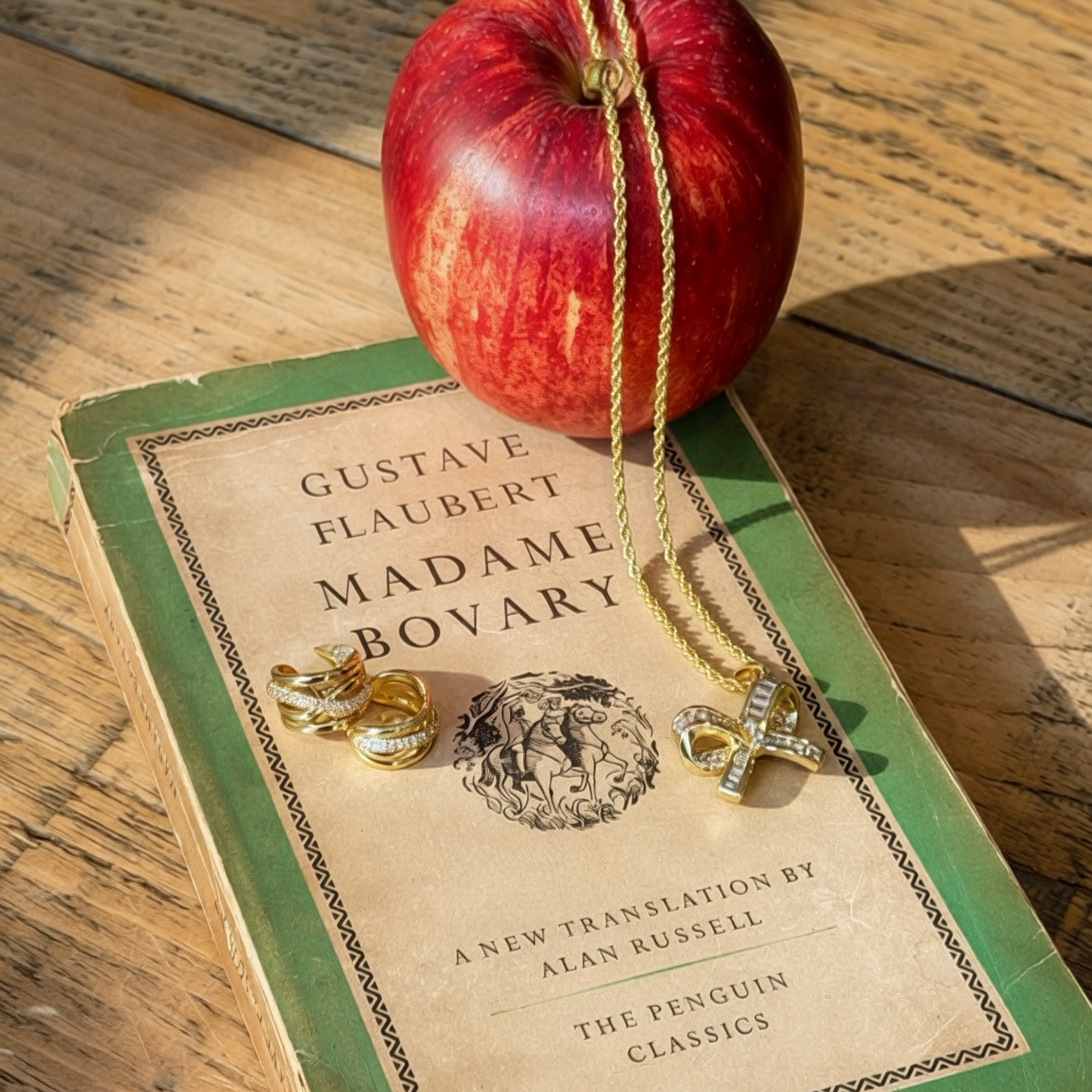 LARA gold and pave baguette cz bow pendant