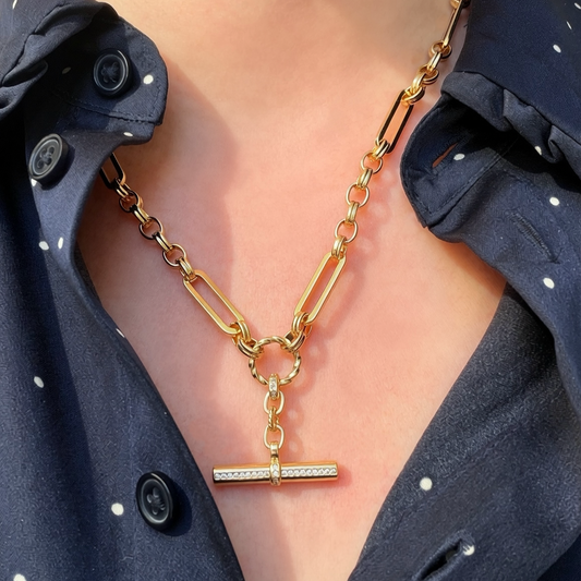 BIG T gold T-Bar chain necklace