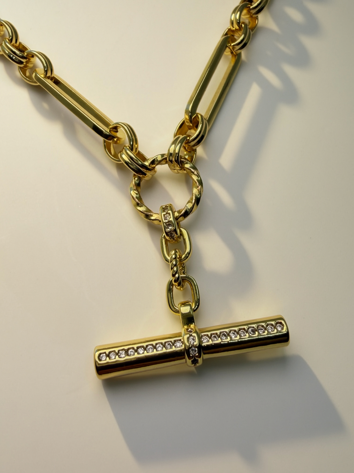 BIG T gold T-Bar chain necklace