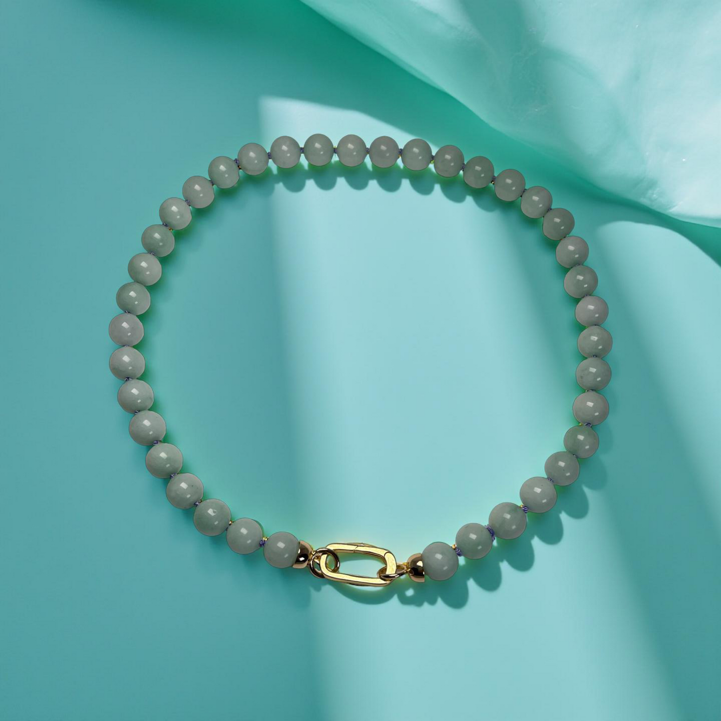 BIRDIE mint green chalcedony gemstone bead necklace