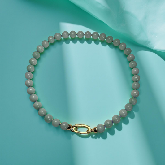 BIRDIE mint green chalcedony gemstone bead necklace
