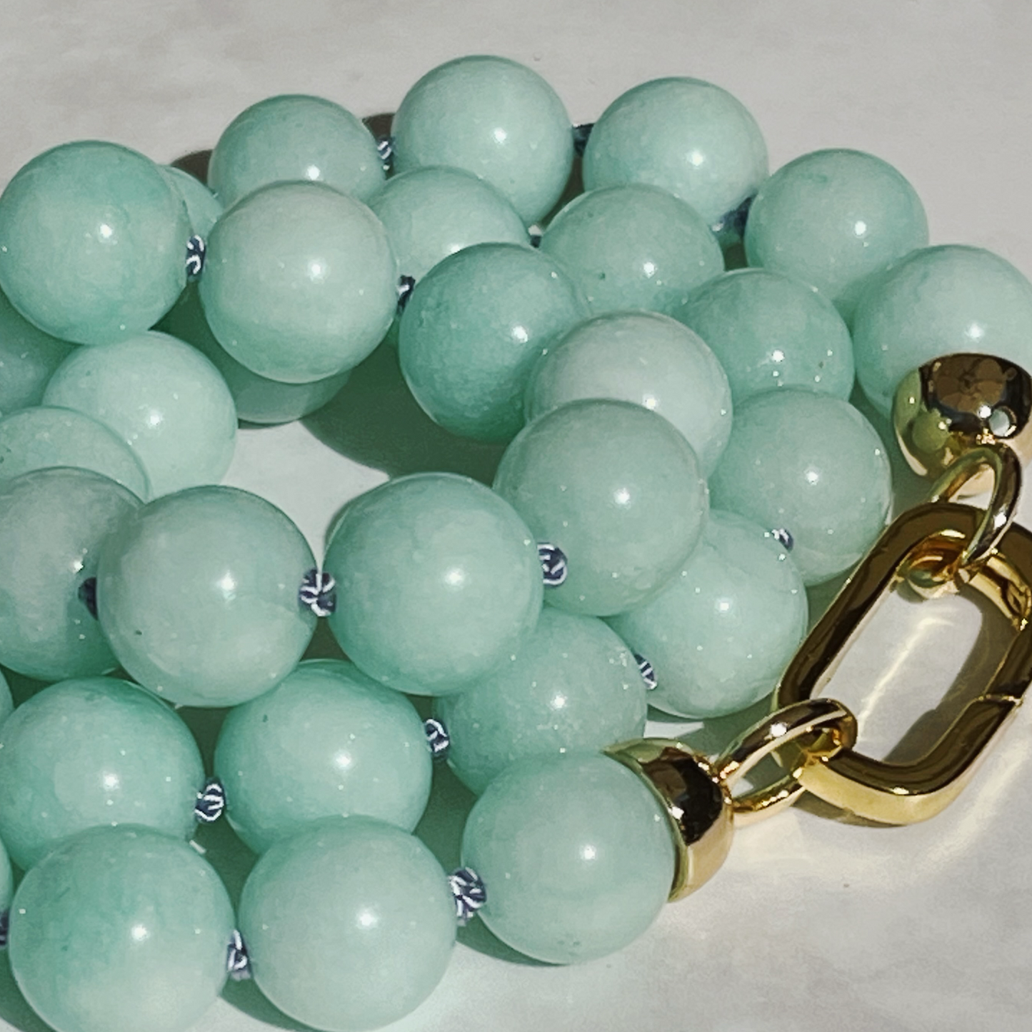 BIRDIE mint green chalcedony gemstone bead necklace