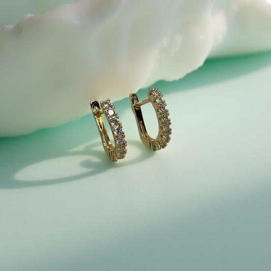 BREE English lock gold and cz huggies