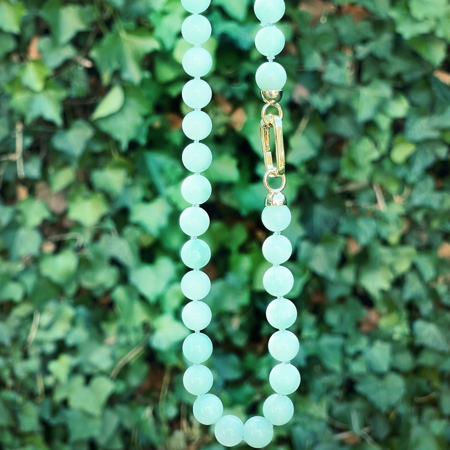 BIRDIE mint green chalcedony gemstone bead necklace