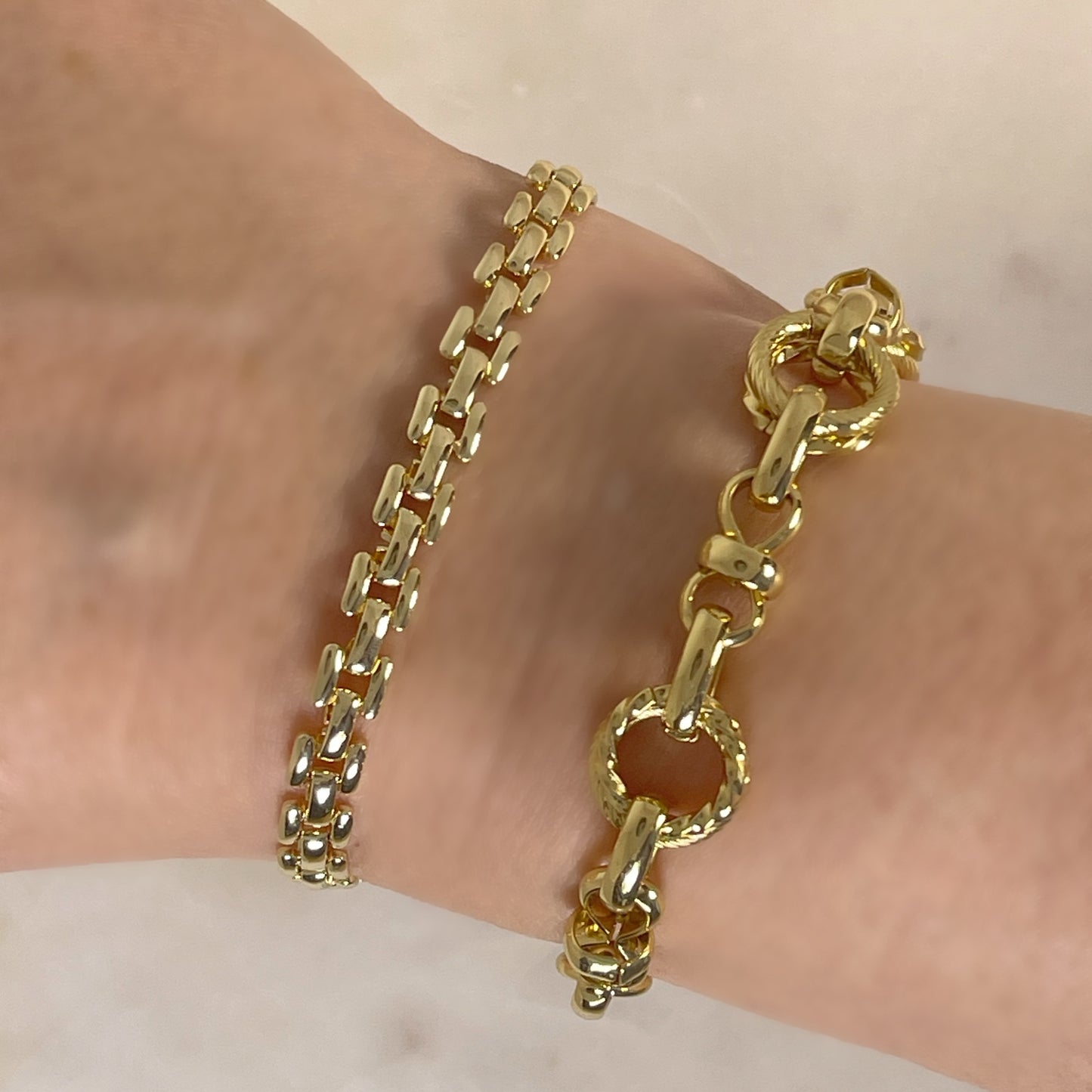 KAT gold square link bracelet