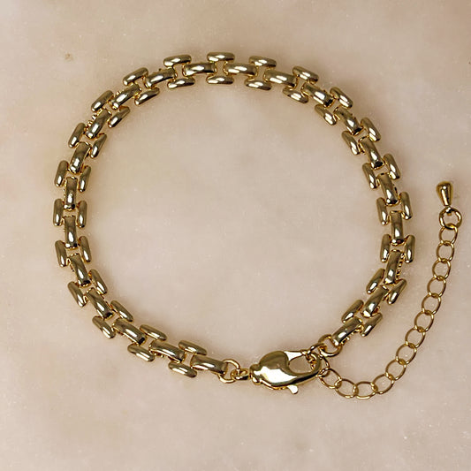 KAT gold square link bracelet