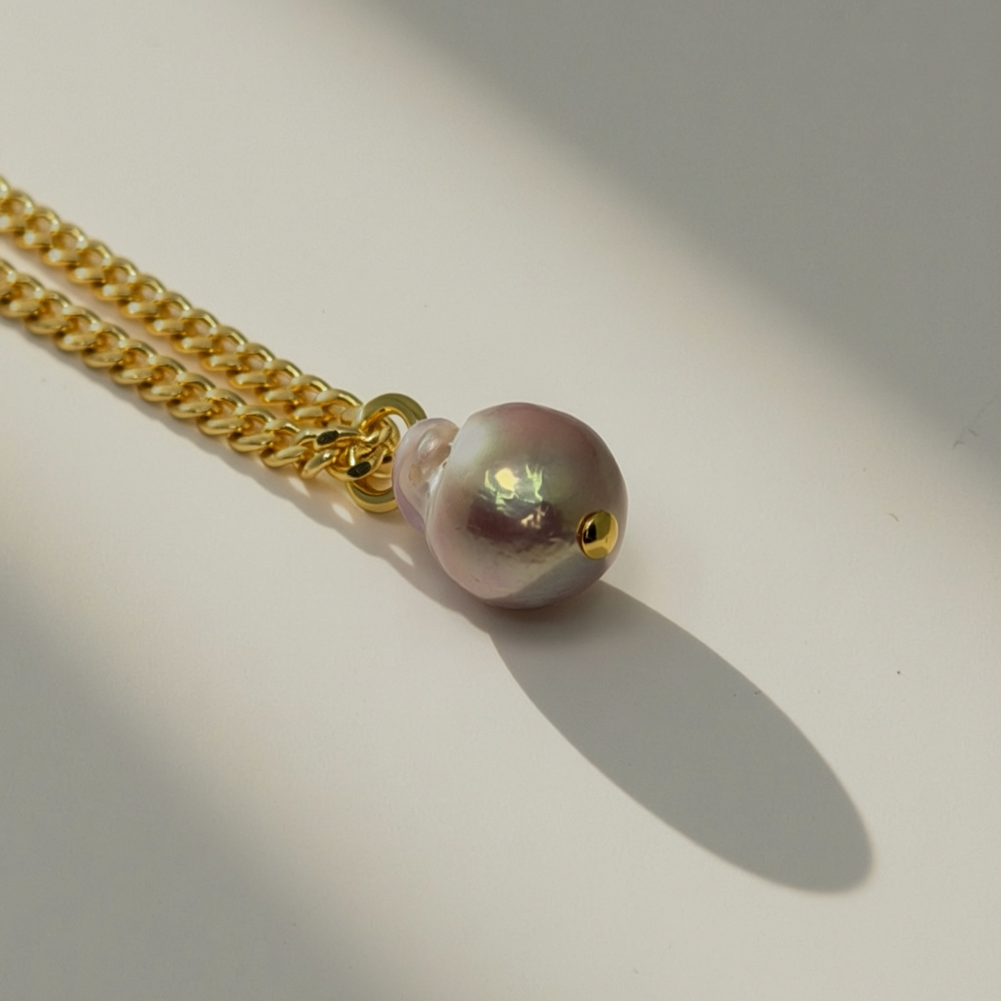 CHERI gold and pink freshwater pearl pendant