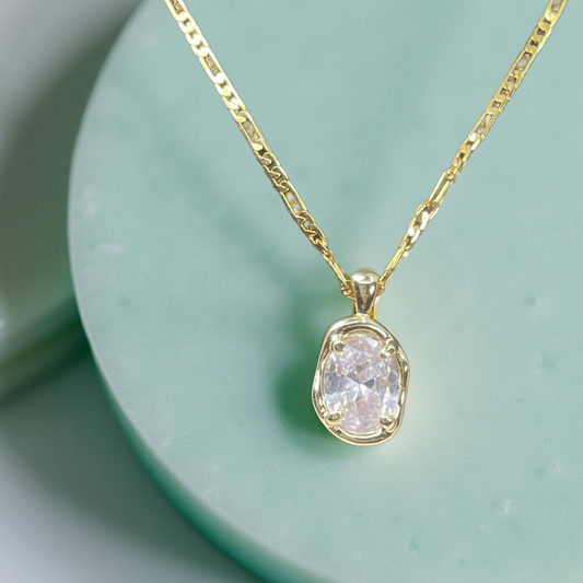 DINAH gold and cz bezel molten pendant