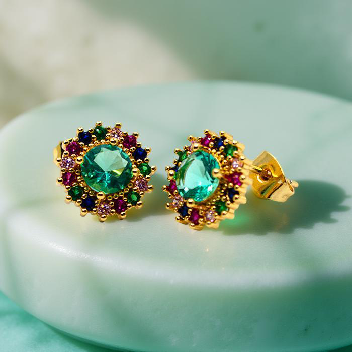 DITA green aqua zirconia studs