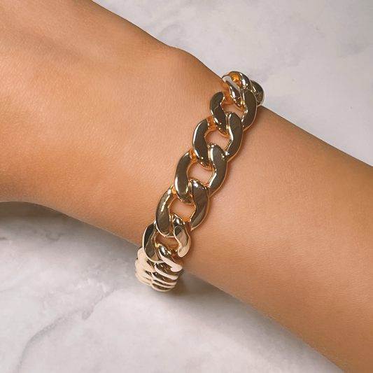 GENEVA flat curb link gold chunky bracelet
