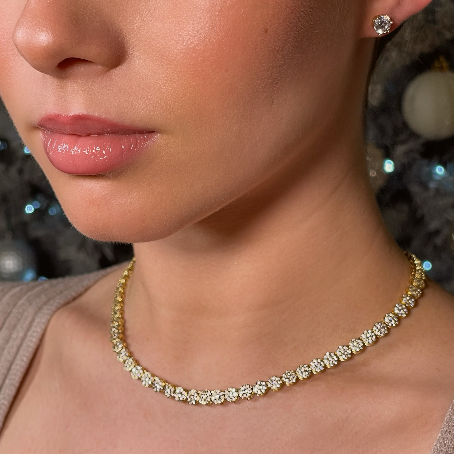 GRACE gold and cz riviera necklace
