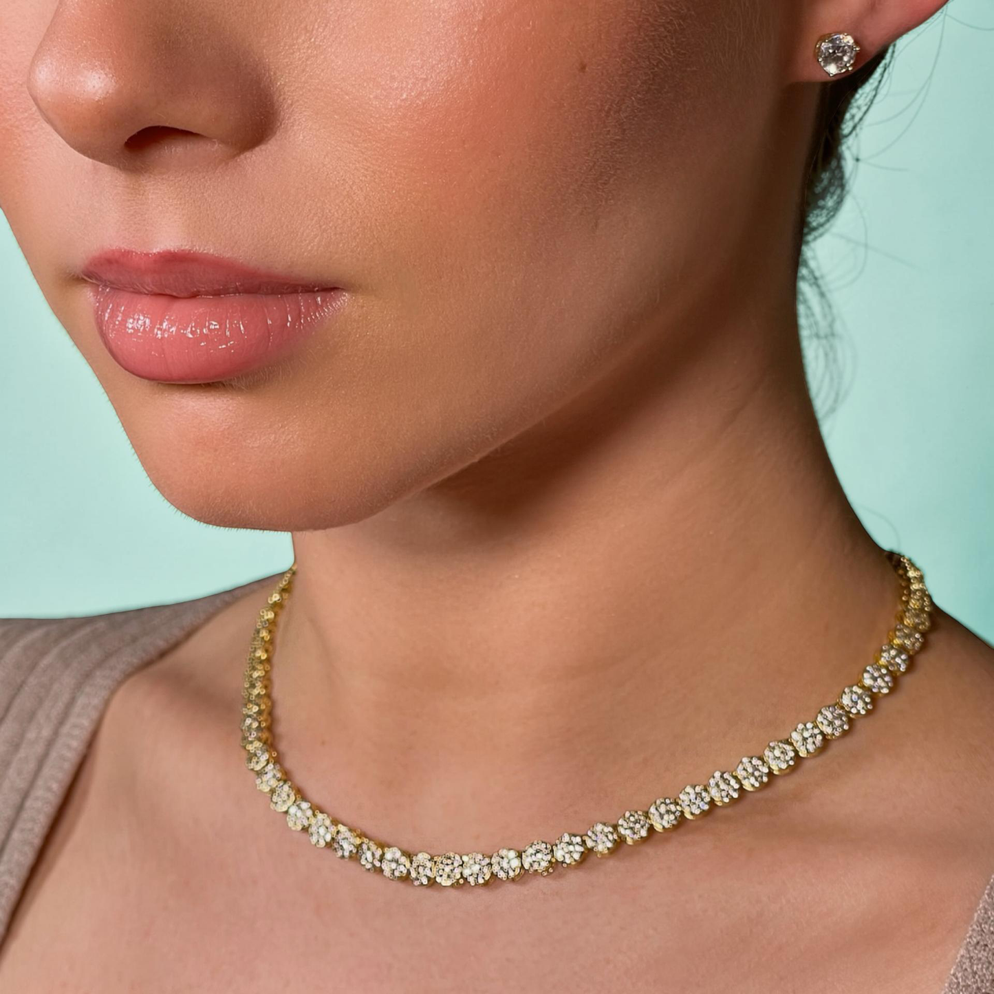 GRACE gold and cz riviera necklace