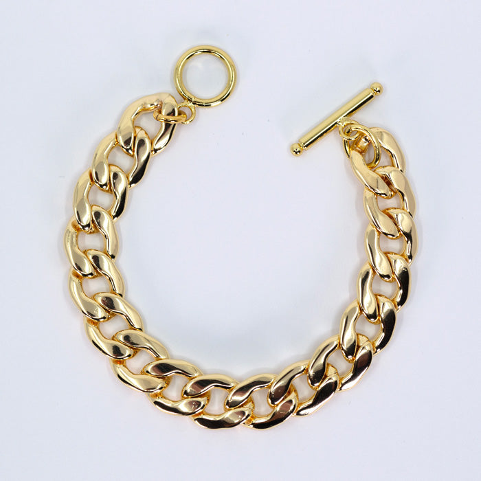 GENEVA Flat curb link chunky gold bracelet