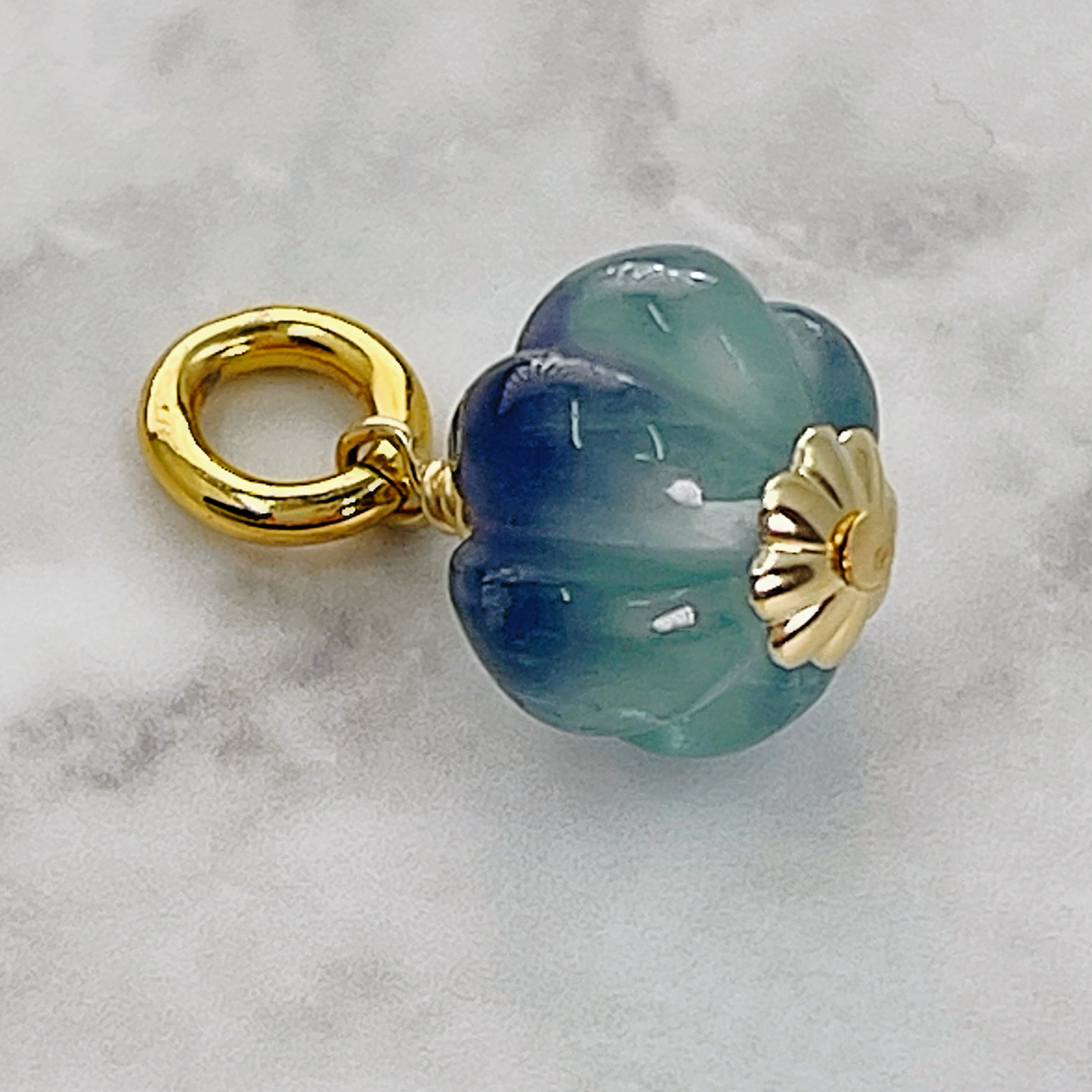 Green flourite carved gemstone charm