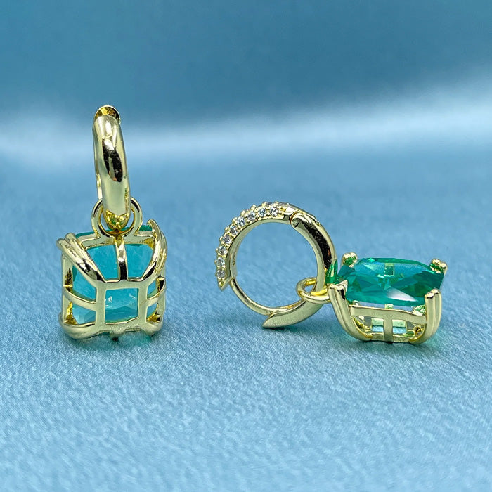 HERO cz aqua drop gold statement earrings