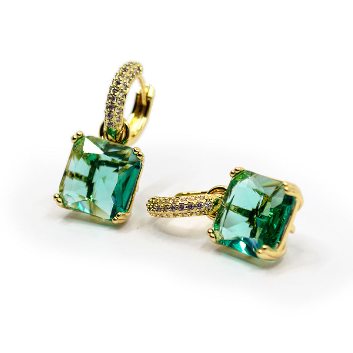 HERO cz aqua drop gold statement earrings