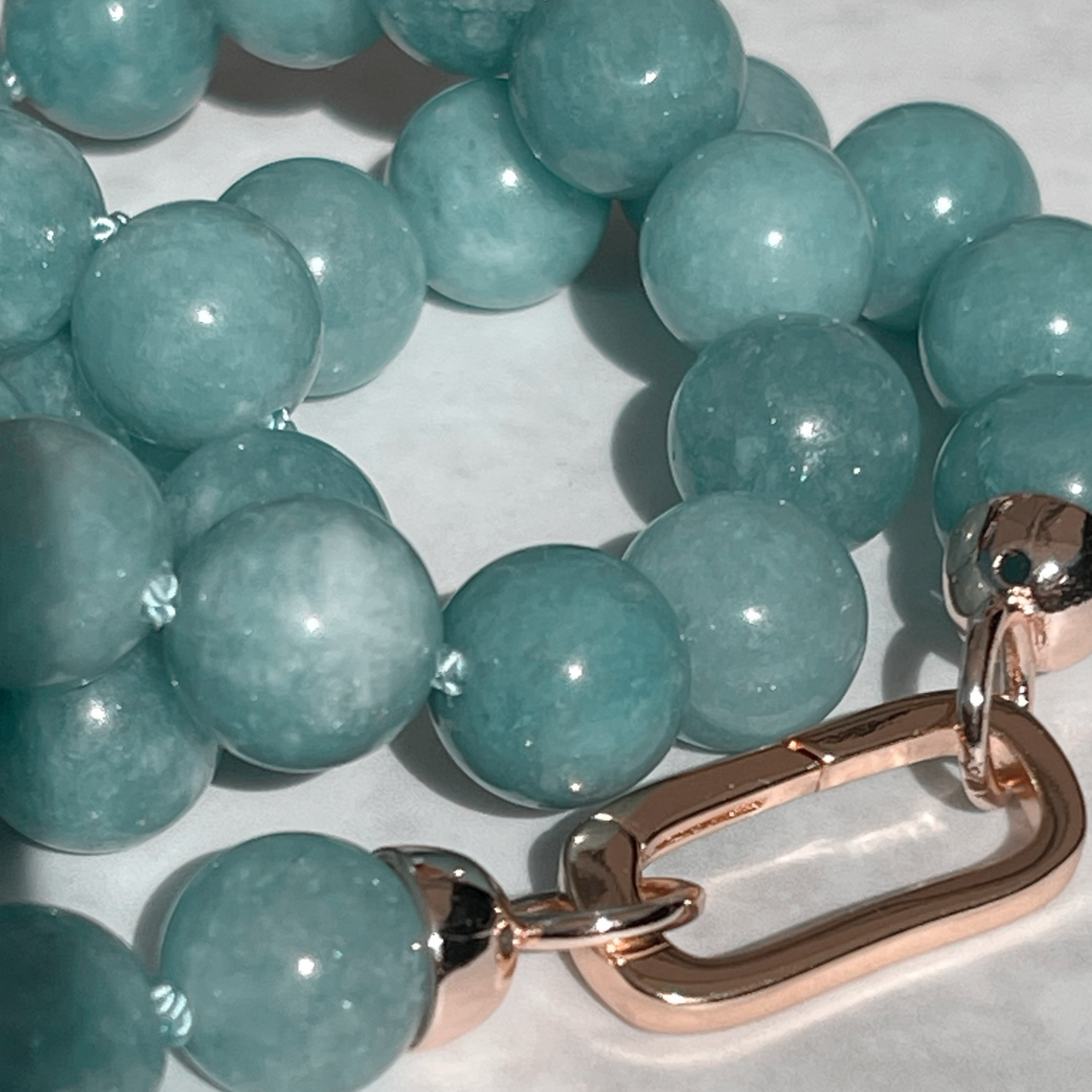 JADE blue/green chalcedony gemstone bead necklace