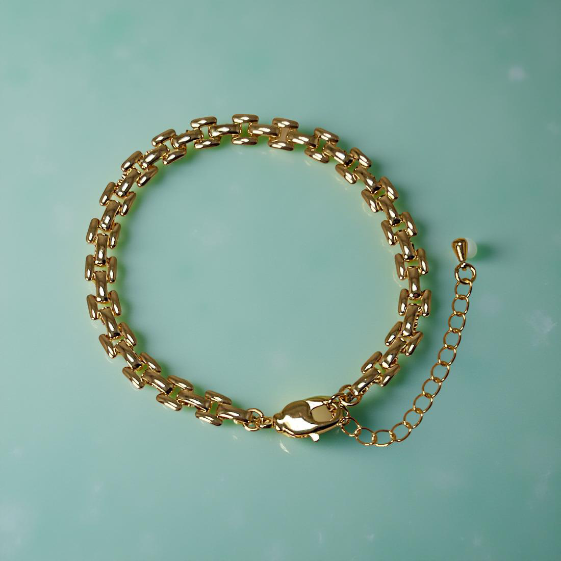 KAT gold square link bracelet