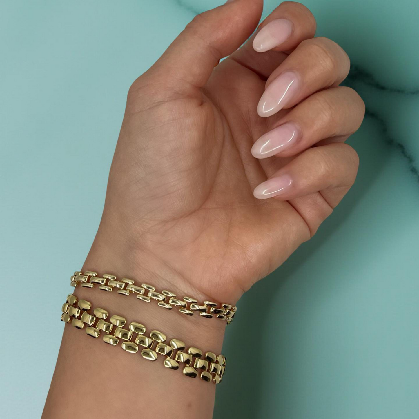 KAT (wide) gold square link bracelet