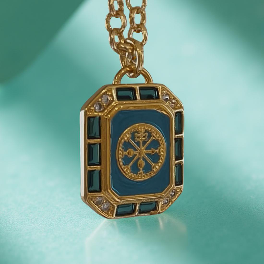 MAGS gold enamel and cz pendant