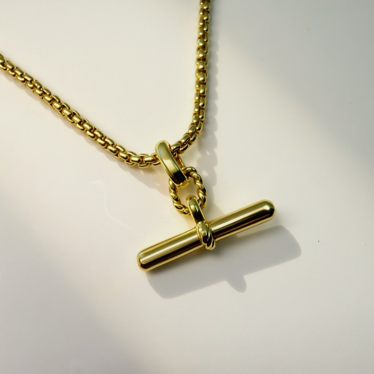 MINI T gold T-bar pendant necklace