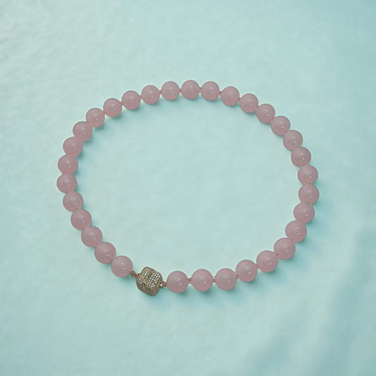 ROSA rose quartz gemstone bead necklace
