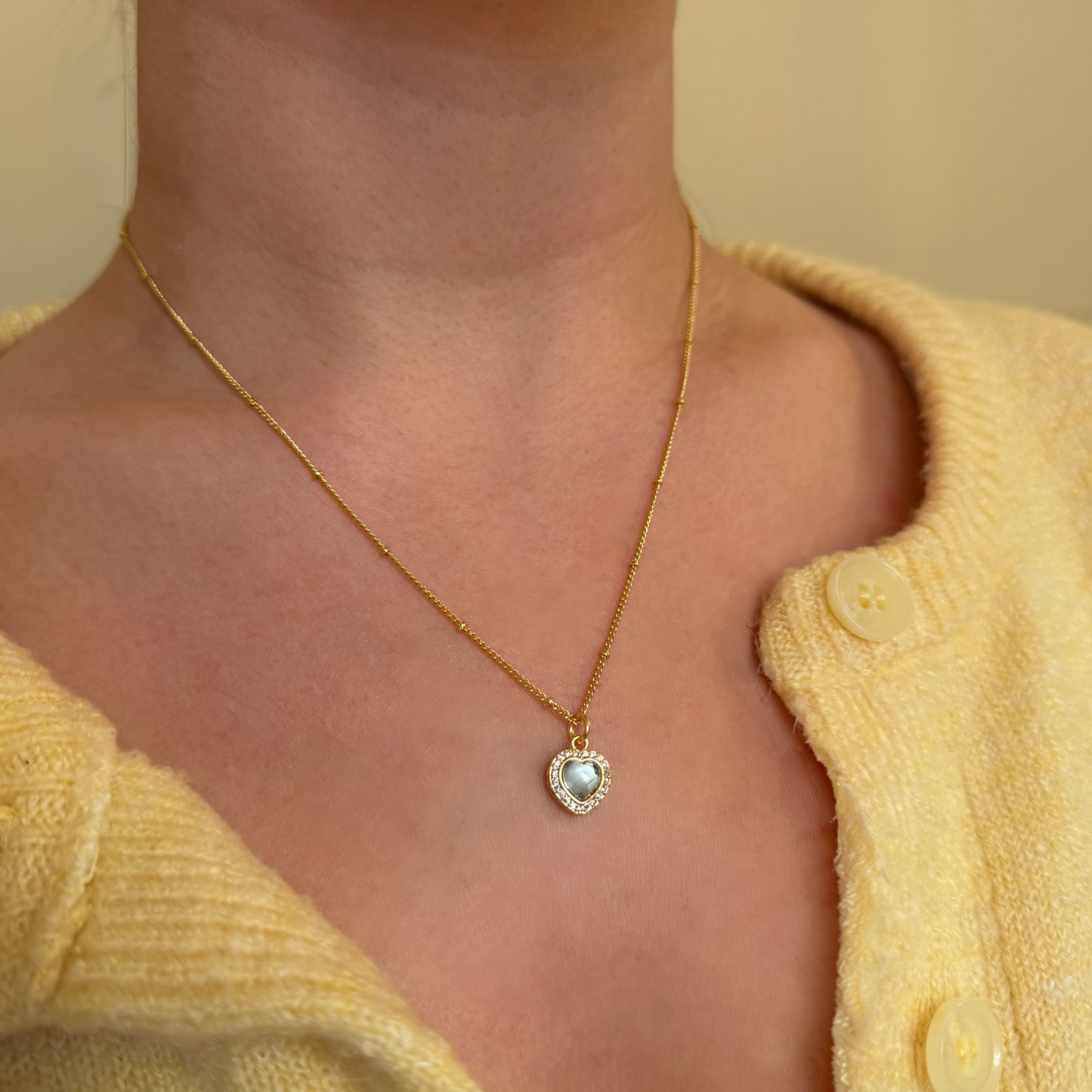 SASHA Blue crystal CZ gold heart pendant