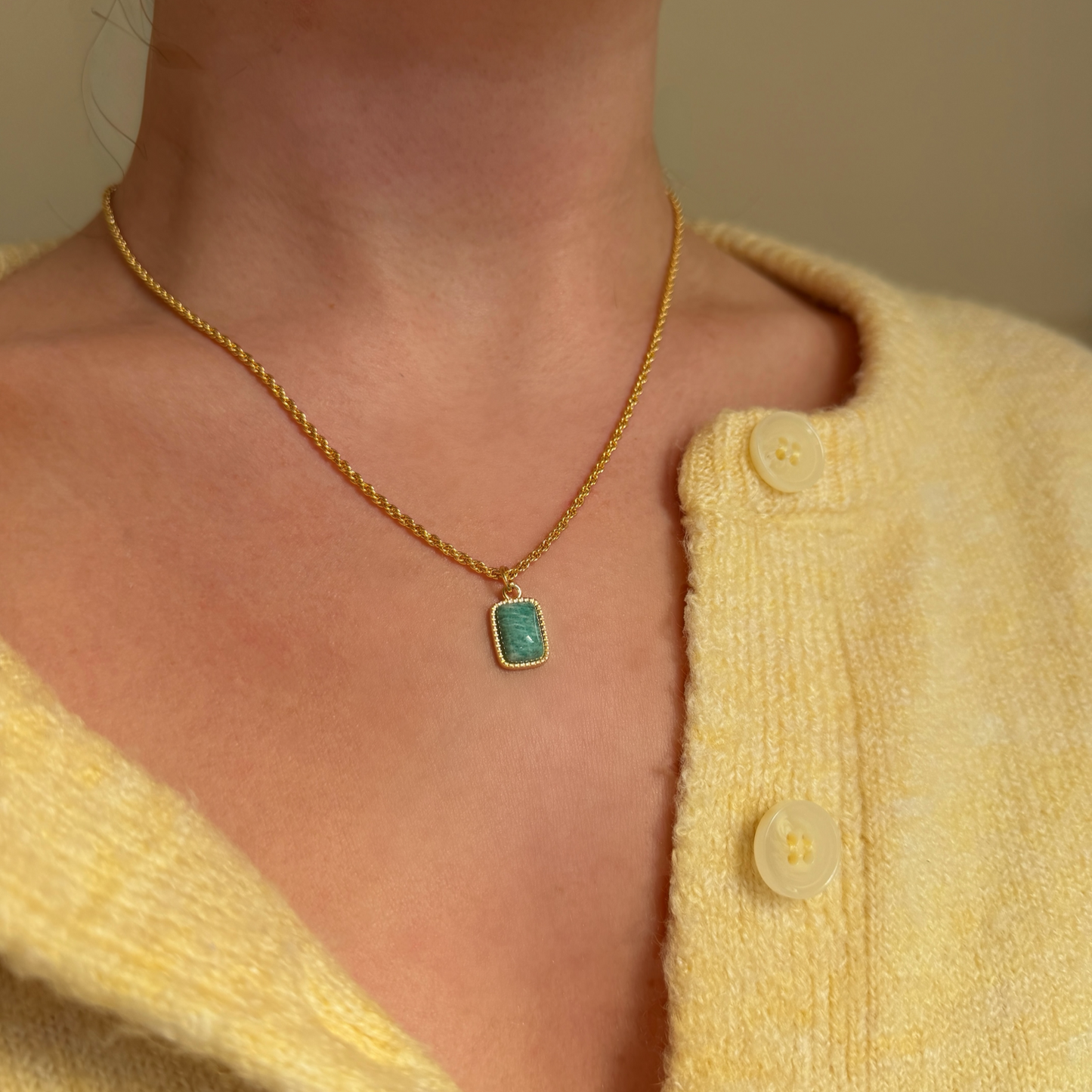 SKYE gold and gemstone rectangular dotted pendant