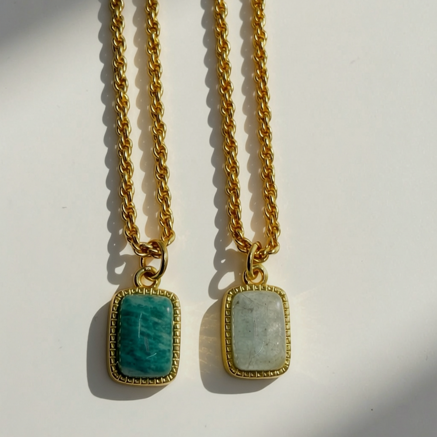 SKYE gold and gemstone rectangular dotted pendant