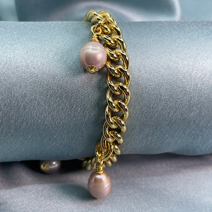 Silvana: gold and freshwater pearl bracelet uk