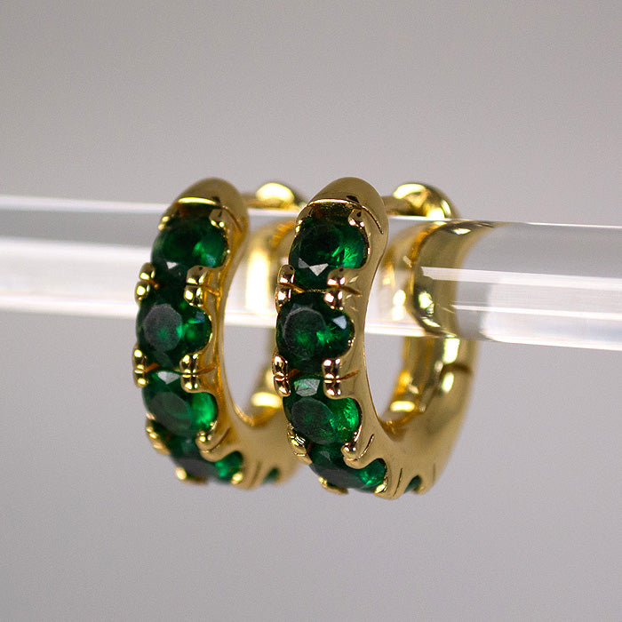 SMERELDO gold and emerald cz hoop earrings